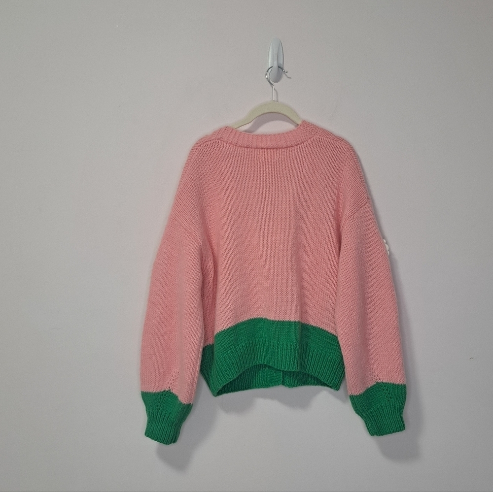 Dreamers By Debut Counting Sheep 3D Bobble Cardigan Pink Small NWOT - Picture 3 of 7